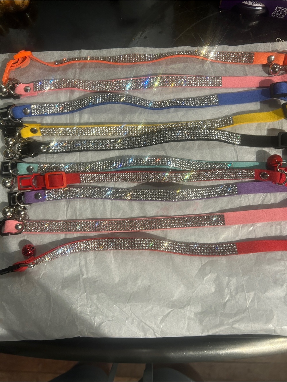 New lot of 10 Sparkling Rhinestone pet/cat collars.